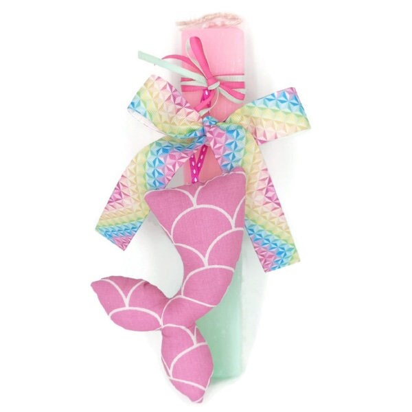 Greek easter candle mermaid tail, Handmade aromatic two tone lambada, easter orthodox