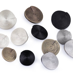 5 grands boutons en spirale avec surface décorée 40', 48', 52', bouton en spirale 34 mm, 30 mm, 25 mm, bouton en spirale laiton, noir, argent image 1