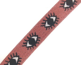 30mm Jacquard Lurex Elastic Pink Eye- Elastic Band Trim Evil Eye, Waistband Elastic Eye, Elastic Trim, Ruban élastique par mètre ou demi-mètre