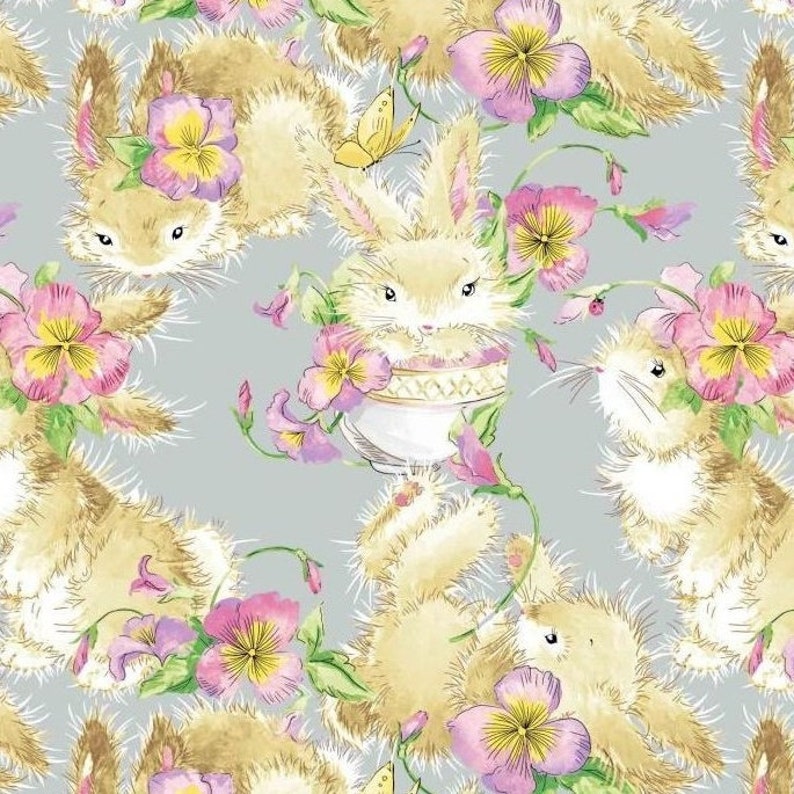 quilting fabric,fabric by yardhalf yard bunny vintage pattern cotton fabric Cotton bunny vintage print fabric