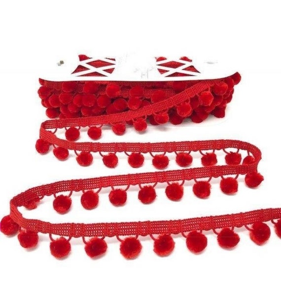 Orange 28mm Pom Pom Fringe Sold by the Metre Orange 28mm Pom Pom Fringe Sold by the Metre