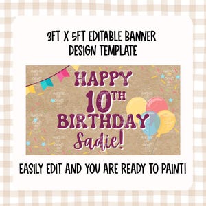 Editable Happy Birthday Banner, Canva Birthday Banner Template, Girl Birthday Banner, Craft Banner Template, Canva Template Digital Download