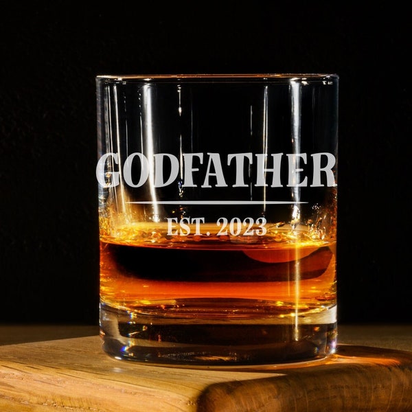 Godfather Whiskey Glass, Personalized Year Godfather Proposal, Godparent Baptism Gift, Godfather Announcement, Pregnancy Reveal