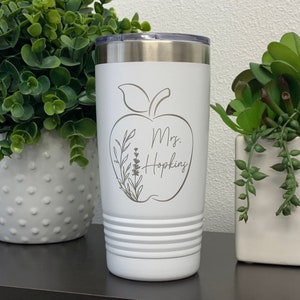 Engraved Teacher Tumbler, Teacher Apple Tumbler With Name, 20oz, 30oz Coffee Cup, Teacher Gift For End Of Year Personalized, Christmas Gift