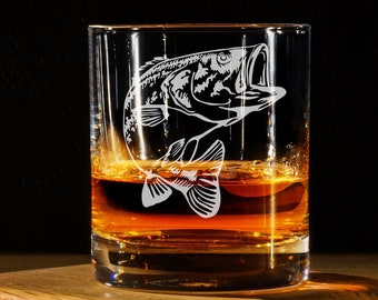 Fish Whiskey Glass, Father's Day, Fish Gift For Dad, Personalized Rocks Glass, Fisherman Gift, Scotch or Bourbon Glass, Beer Can Glass, Pint