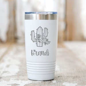 Cactus Tumbler Personalized, Desert Theme, Cactus Coffee Cup, Engraved Tumbler 20oz, Arizona Desert Bachelorette Party Coffee Cup