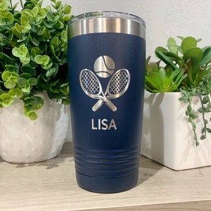 Engraved Tennis Tumbler Personalized, Tennis Coach Gift, Tennis Mom, 20oz or 30oz Insulated Coffee Cup, Tennis Gift Idea, Gift From Team