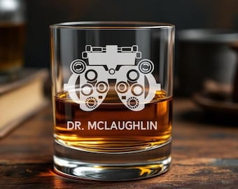 Eye Doctor Gift, Ophthalmologist Cup, Optician Office, Optometry Student, Phoropter Personalized Rocks Glass, Scotch Whiskey Glass, Pint