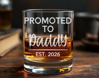 Vaso de whisky "Ascendido a papá", regalo para anunciar el embarazo de papá, papá establecido, vaso de pinta de vino, vaso para papá primerizo, primer día del padre