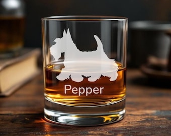 Vaso de whisky escocés, regalo para amantes de los perros, vaso de whisky escocés y bourbon, grabado profundo