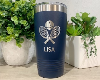 Engraved Tennis Tumbler Personalized, Tennis Coach Gift, Tennis Mom, 20oz or 30oz Insulated Coffee Cup, Tennis Gift Idea, Gift From Team