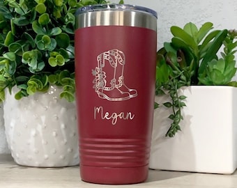 Cowboy Boots Tumbler, Equestrian Tumbler, Farm Girl, Rodeo Tumbler, Horse Trainer Gift, Western Bridal Shower, Cowboy Theme Bachelorette