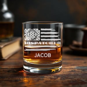 911 Operator Dispatcher Whiskey Glass, First Response Rocks Glass Scotch Bourbon