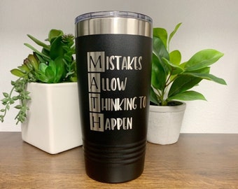 Vaso para profesor de matemáticas, "Los errores permiten pensar", taza de café grabada con láser, regalo de fin de curso para profesores de matemáticas, agradecimiento al profesor.