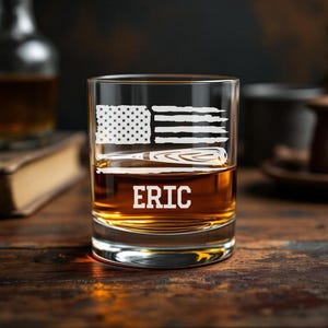 Baseball Whiskey Glass, Coach Gift, Dad Sports Rocks Sandblasted Glassware, Etched Flag and Bat Lowball, Pint Beer Can