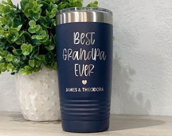 Engraved Best Grandpa Ever Tumbler, Grandpa Mug, Grandpa Christmas Gift Idea, From Grandkids, Grandpa Birthday, Coffee 20 Oz To Go Tumbler