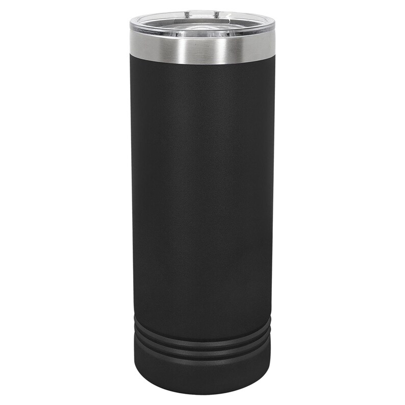 May include: A black stainless steel tumbler with a silver lid. The tumbler has a textured finish and a double-wall design.