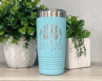 Vaso con búho grabado, taza de viaje con búho y flores, lindos regalos de búho para mujeres, regalo para amantes de los búhos, 20 oz, taza de café aislada, regalo para mamá
