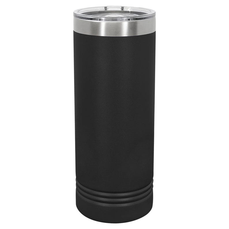 May include: A black stainless steel tumbler with a silver lid. The tumbler has a textured finish and a double-wall design.