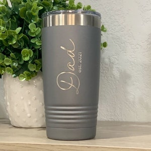 Dad Established Tumbler Engraved Coffee Mug 20 Oz Travel Tumbler With Lid New Dad Gift Laser Engraved Coffee Tumbler Father&#39;s Day Gift