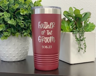 Father Of The Bride Tumbler, Engraved Father Of The Groom Cup, From Bride And Groom, Dad Wedding Day Gift, Wedding Day Cup From Daughter