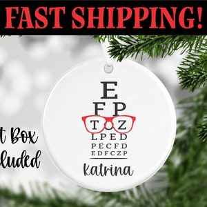 Optician Ornament Optometrist Gift Eye Doctor Ornament Ophthalmologist Gift Snellen Chart Optical Optometry Student Office Staff Christmas