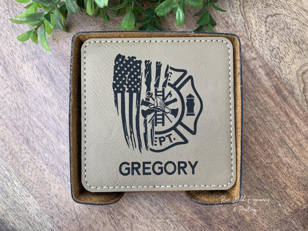Firefighter Coaster Set, Fireman Gift, Fire Department, Coaster Set of ...