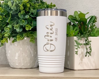 Taza para abuela, vaso para abuela, regalo para abuela, vaso grabado, taza para llevar de 590 ml, anuncio de embarazo, regalo para abuela, regalo de cumpleaños para abuela
