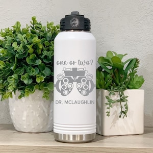 Eye Doctor Tumbler, Ophthalmologist Gift, Optometrist Gift For Men, Optometry Student, Phoropter 32oz Engraved Water Bottle Personalized