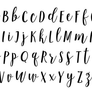 May include: A black and white image of the alphabet in a handwritten cursive font. The letters are all uppercase and lowercase.