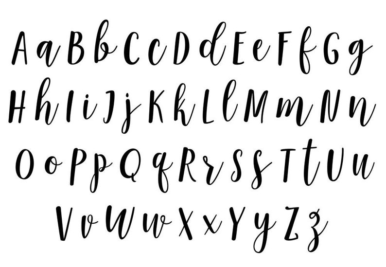 May include: A black and white image of the alphabet in a handwritten cursive font. The letters are all uppercase and lowercase.