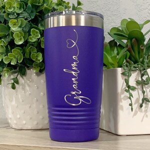 Engraved Grandma 20oz Tumbler With Heart, Travel Mug, New Grandma Coffee Tumbler, Grandma Birthday Mother&#39;s Day Christmas Gift