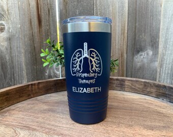 Vaso para terapeuta respiratorio, regalo para estudiantes de terapia respiratoria, vaso personalizado para terapia respiratoria, semana de terapia respiratoria, agradecimiento respiratorio, taza de café de 20 o 30 oz