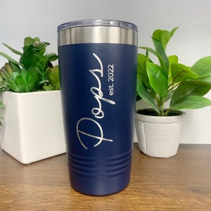 Pops Tumbler, Pops Travel Mug Engraved Coffee Tumbler, 20oz or 30oz, Pregnancy Announcement, Christmas Gift For Pops Father's Day