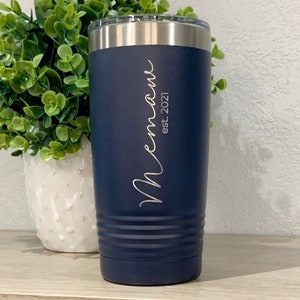 Memaw Tumbler, Memaw Coffee Mug, Engraved Coffee Tumbler, 20 Oz To Go Mug, Pregnancy Announcement, Memaw Birthday Gift, Travel Cup