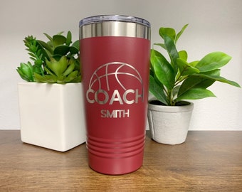 Basketball Coach Tumbler, Coach Appreciation, Personalized End Of Season Gift, 20oz 30oz Water Bottle Pint