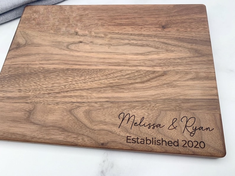 Engraved Cutting Board For Couple Personalized Couple Cutting Board Wedding Gift 5th Anniversary Gift Newlywed Kitchen Walnut Cherry Maple