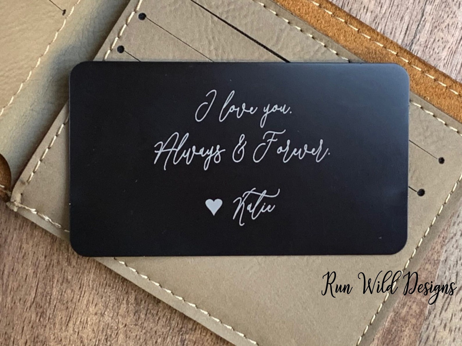Engraved Wallet Card Metal Wallet Card Personalized Message Etsy