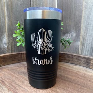 Cactus Tumbler Personalized, Desert Theme, Cactus Coffee Cup, Engraved Tumbler 20oz, Arizona Desert Bachelorette Party Coffee Cup