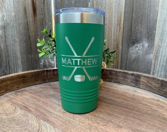 Engraved Hockey Tumbler Personalized, Hockey Coach Gift, Hockey Mom Dad, Hockey Team Gift Idea, Hockey Sticks