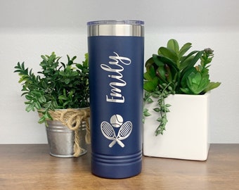 Engraved Tennis Tumbler, Tennis Team Gifts, Skinny Tumbler, Tennis Mom, Tennis Coach, Sports Water Tumbler, Tennis Player Gift Idea