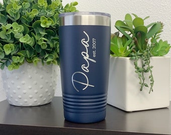 Papa Coffee Cup, Papa Gift, New Papa, Engraved Coffee Tumbler, 20 Oz To Go Mug, Pregnancy Announcement, Gift For Papa Travel Cup For Grandpa