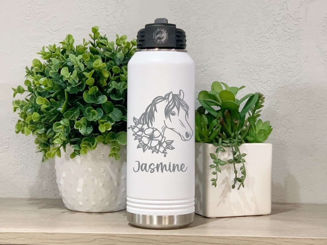 Horse Water Bottle, Equestrian Water Bottle Personalized, Rodeo Water