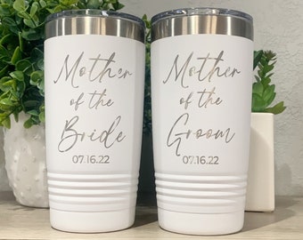Mother Of The Bride Tumbler, Engraved Mother Of The Groom Cup, Mom Wedding Day Gift From Bride & Groom, Wedding Day Cup From Daughter Or Son