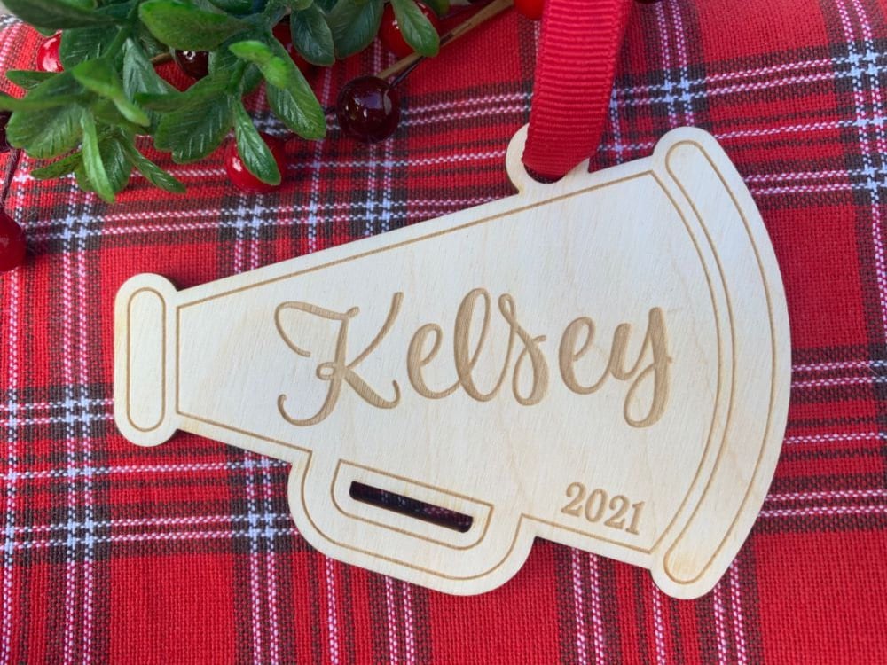 Personalized Cheerleading Ornament Cheer Megaphone Ornament Etsy