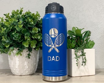 Engraved Tennis Water Bottle With Straw, Large 32oz Water Bottle, Tennis Dad Gift, Tennis Mom, Tennis Gift Idea, Tennis Coach