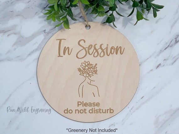 Wood Engraved Round in Session Door Sign Massage in Session - Etsy