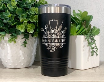 Engraved Nurse Tumbler Personalized, Nurse Appreciation, Stethoscope Doctor Tumbler, Nurse Gift, Nurse Graduation Gift, Floral Nurse Cup