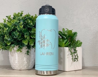 Dental Water Bottle, Hygienist Graduation, Dentistry gift, Dental Assistant, Dentist Tumbler, 32oz Engraved Water Bottle Personalized
