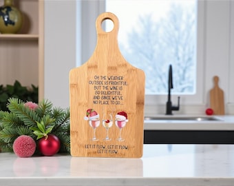 Funny Christmas Wine Kitchen Decor, Decorative Paddle Board, Holiday Gift for Wine Lovers
